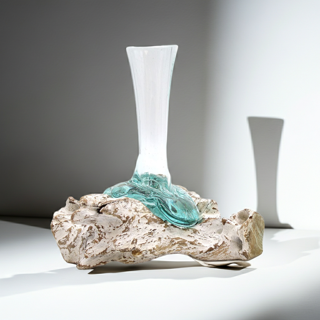 Molten Glass on Whitewash Wood - Vase - Medium