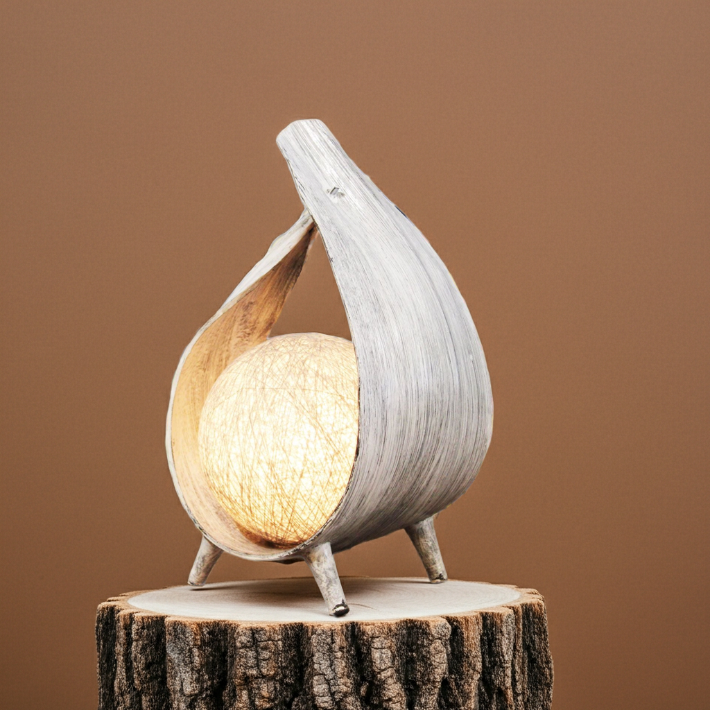 Natural Coconut Lamp - Greywash Wrapover