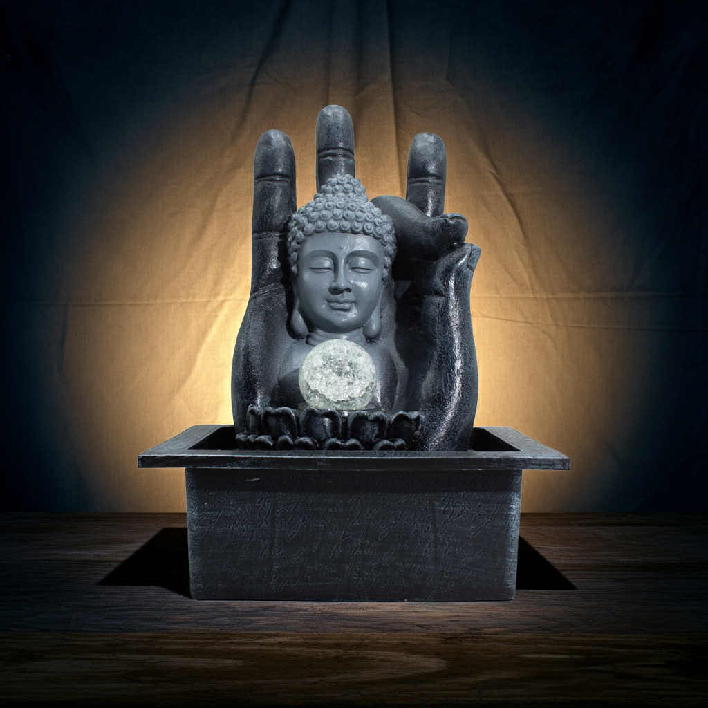 Buddha Hand & Head Tabletop Water Feature (20x25x35cm)