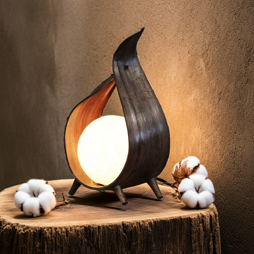 Natural Coconut Lamp - Chocolate Wrapover Twist