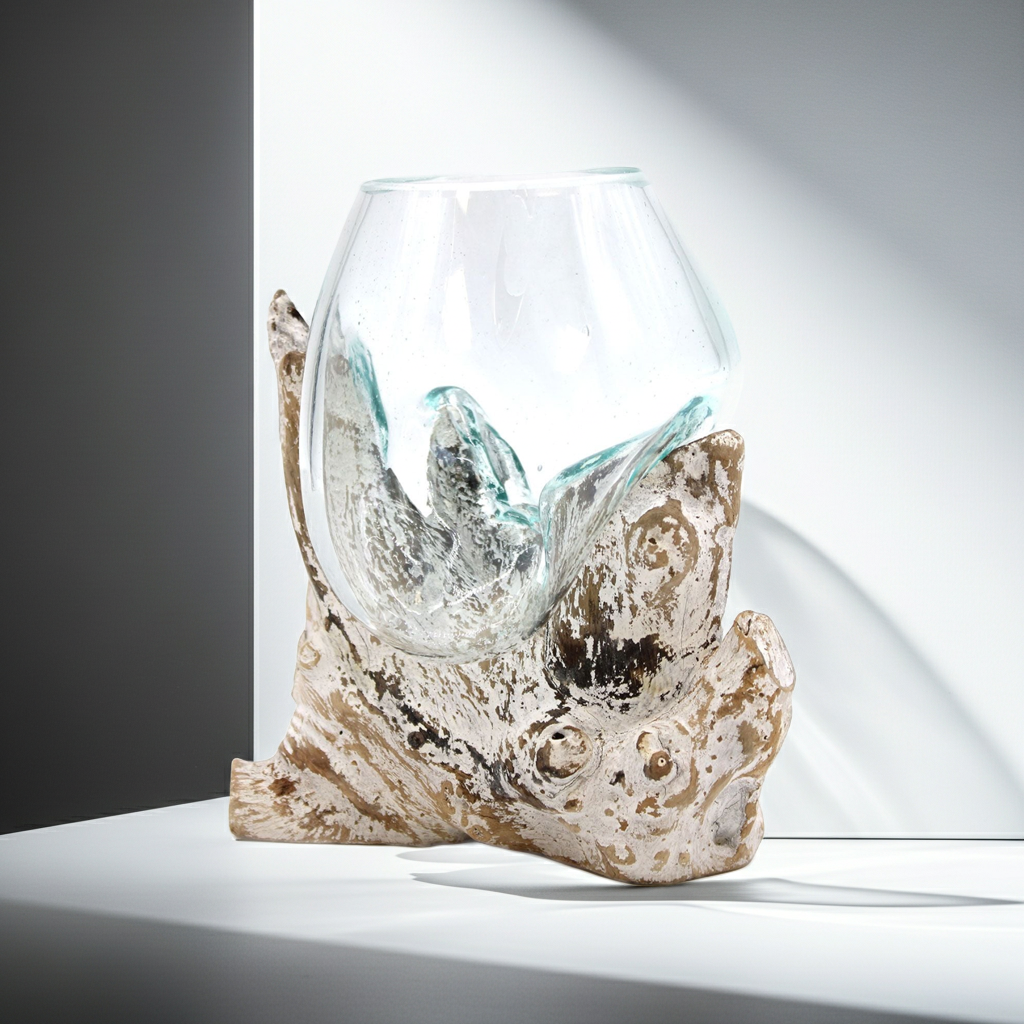 Molten Glass on Whitewash Wood - Medium Bowl