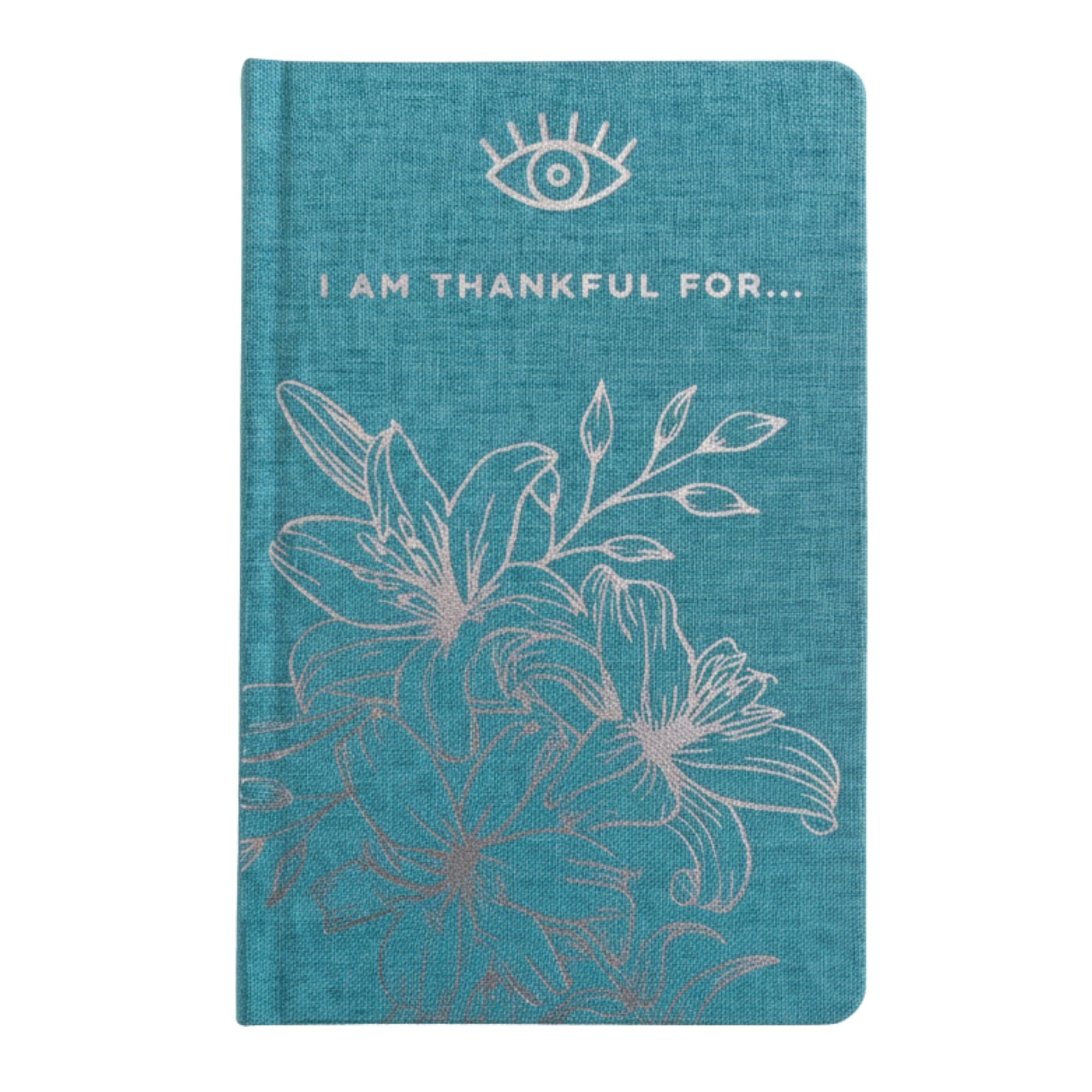 Blue Gratitude Journal with Silver Lining - 120 pages - I am Thankful For