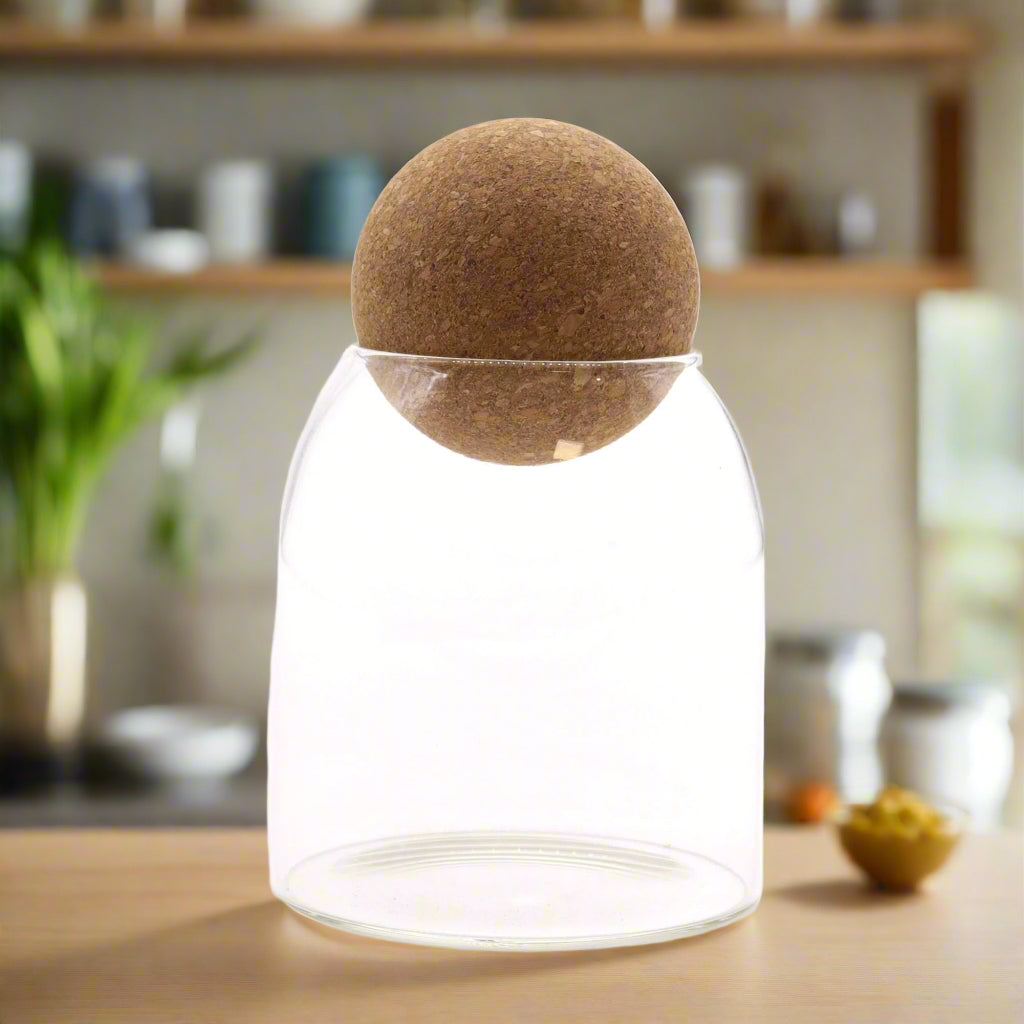 Cottage Cork-Ball Glass Jar - Clear - 10cm