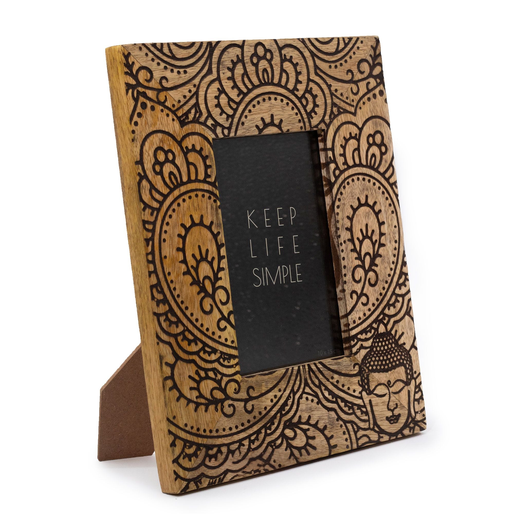 Med Mango Wood Picture Frame (for 10x15cm) 26x20x2cm - Buddha - Black