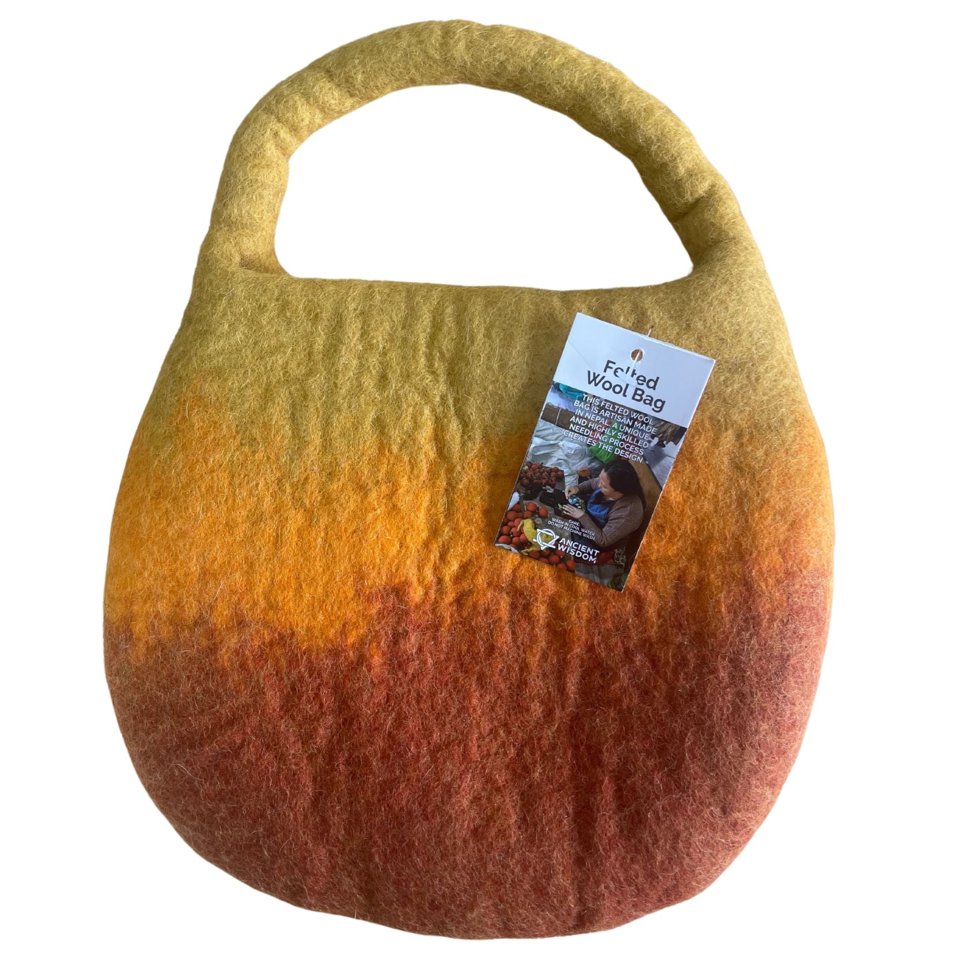 Water Felted Bee Bag - One Handle with Magnet  - Sunrise Orange
