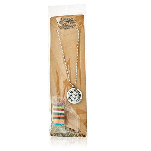 Aromatherapy Diffuser Necklace - Cat and Flowers 25mm