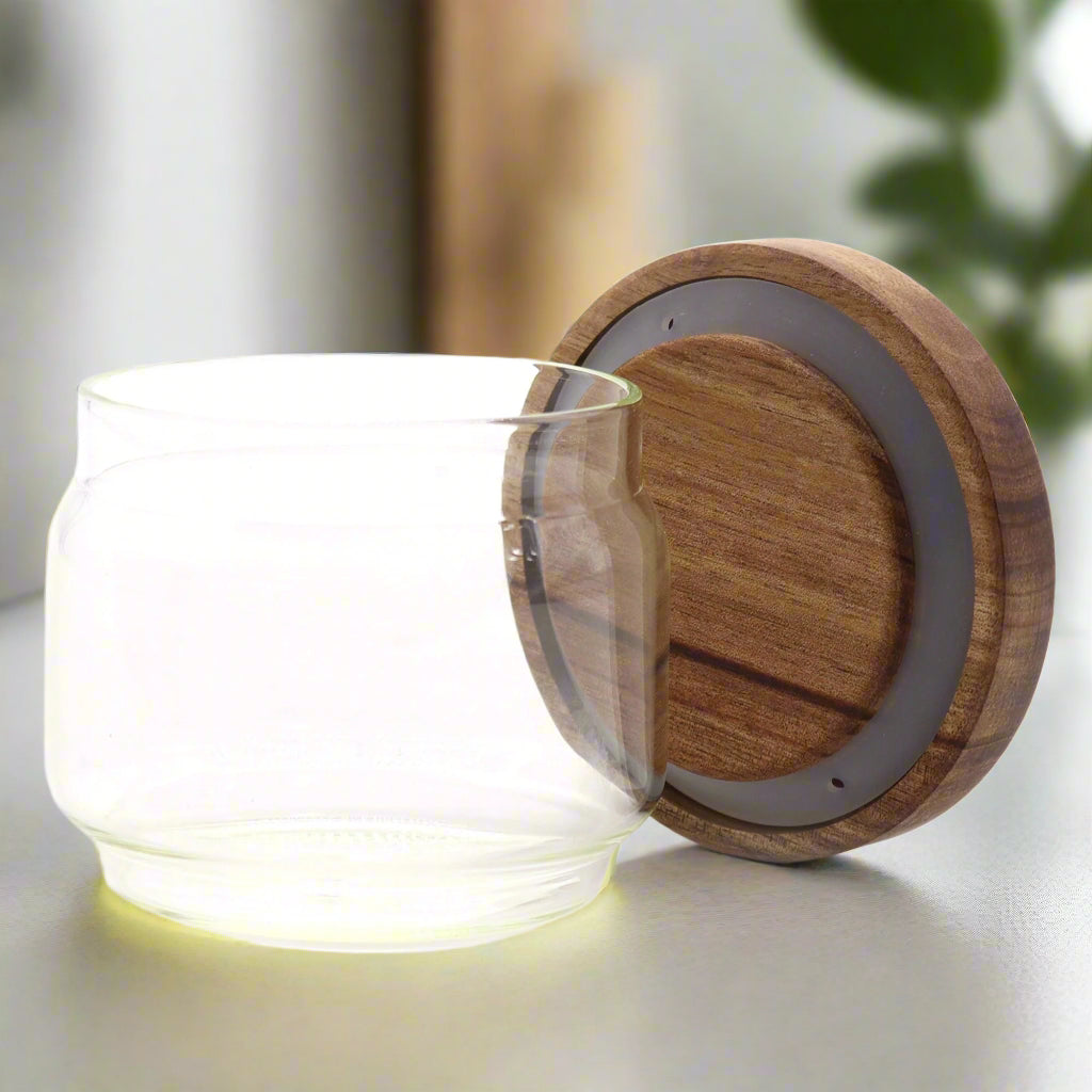 Cottage Bamboo Glass Jar - 7cm