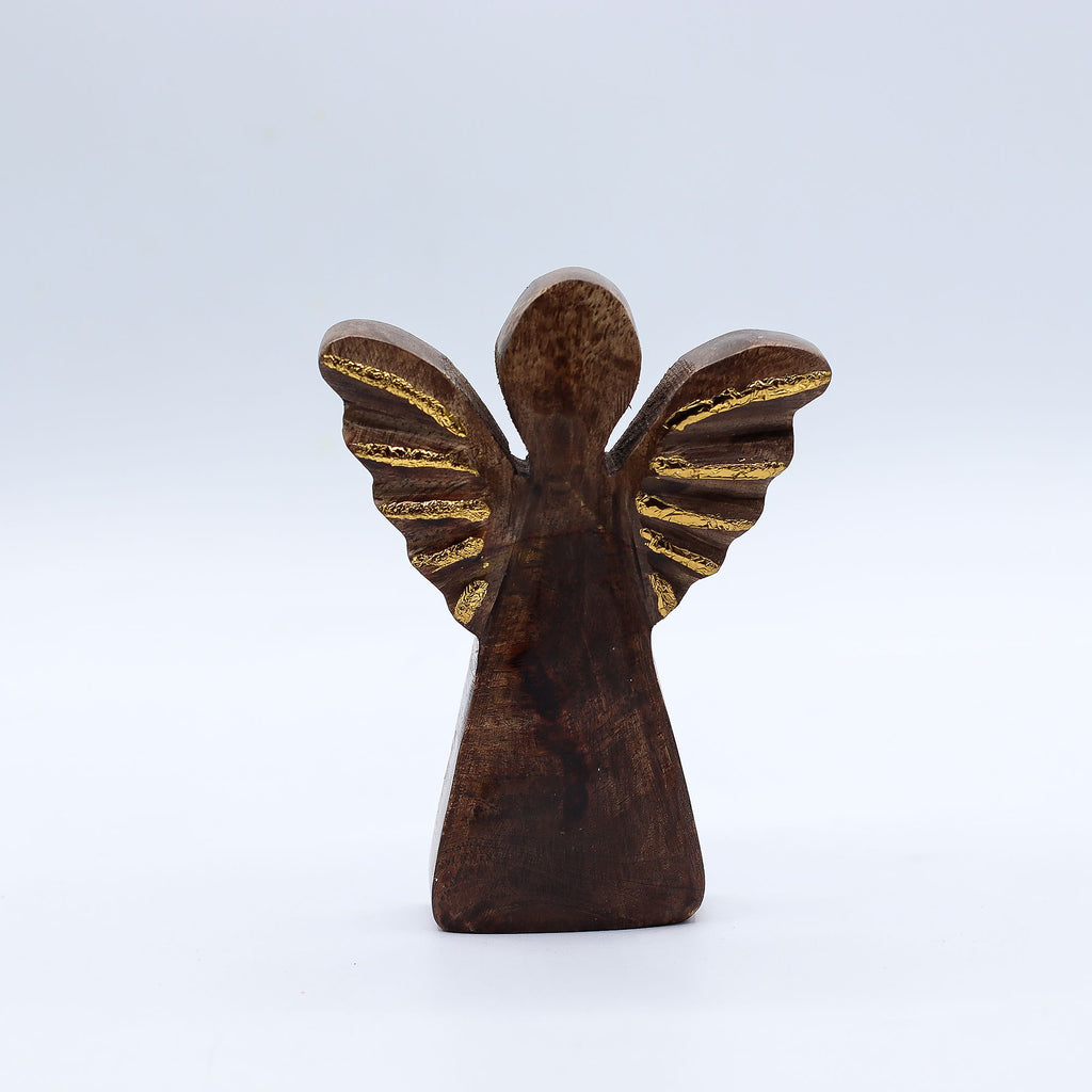 Small Mango Wood Angel - Gold Decor