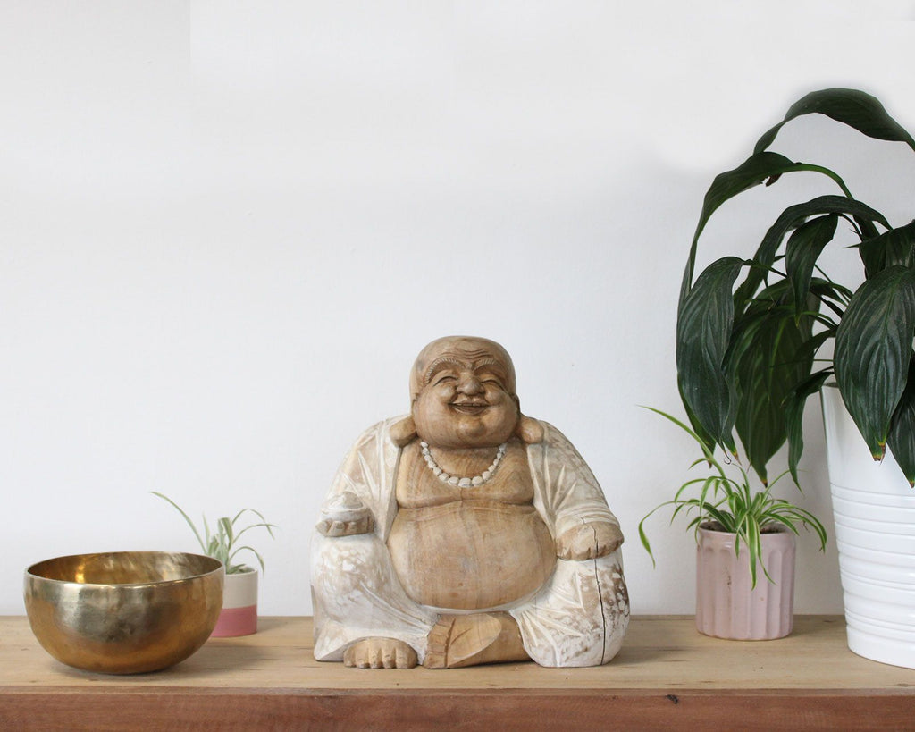 Happy Buddha - Whitewash 30cm