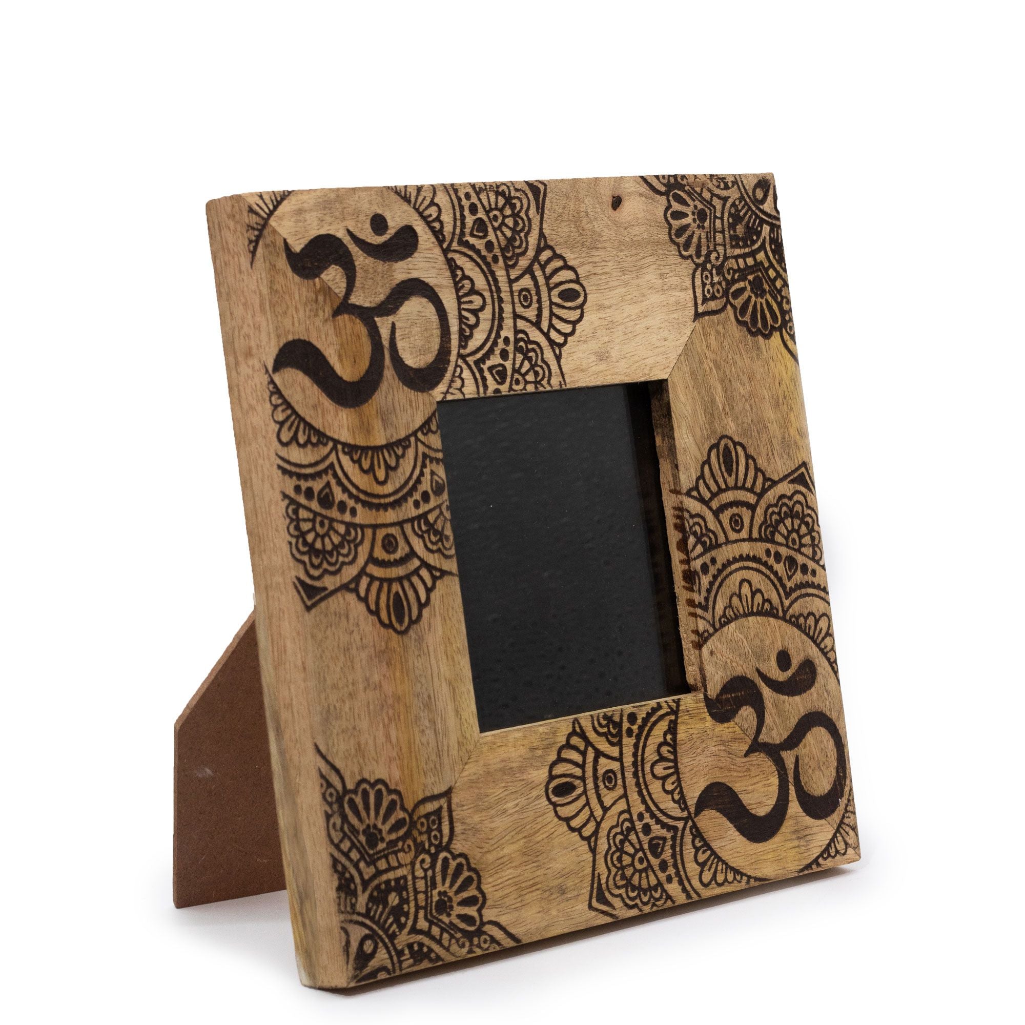 Small Mango Wood Picture Frame (for 10x15cm) 20x20x2cm - Mandala - Black