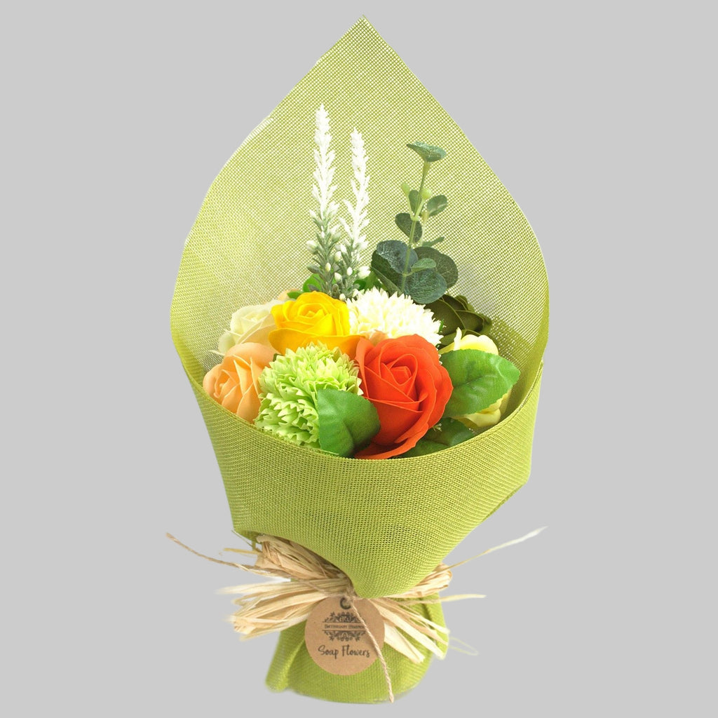 Standing Soap Flower Bouquet - Green Yellow