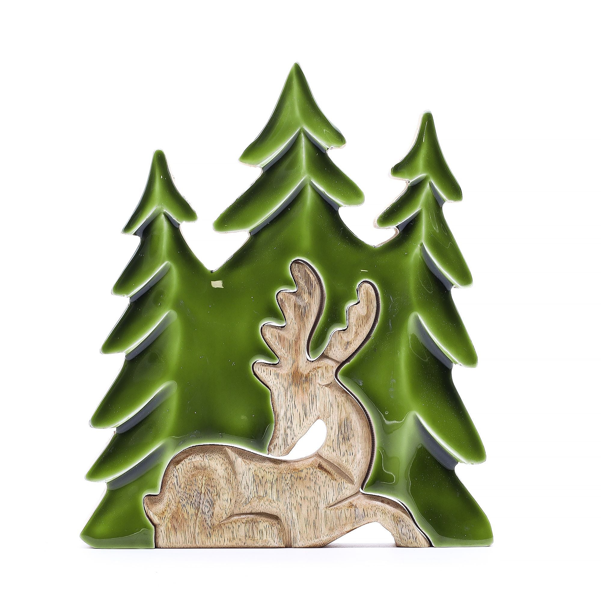 Lost in the Forrest -  Stag in the Forrest 3D Wooden Decoration - 23x20cm