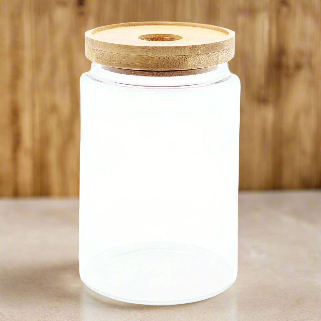 Cottage Bamboo Glass Jar - 15cm