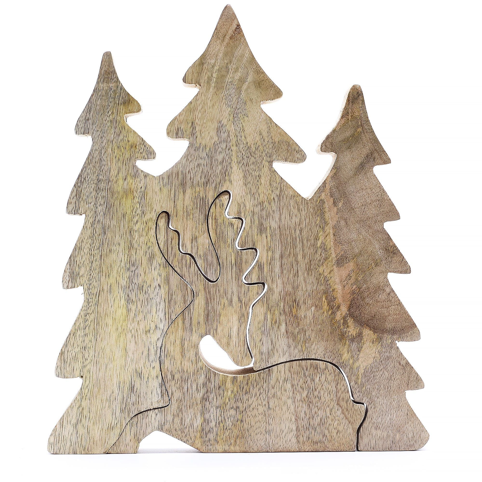Lost in the Forrest -  Stag in the Forrest 3D Wooden Decoration - 23x20cm