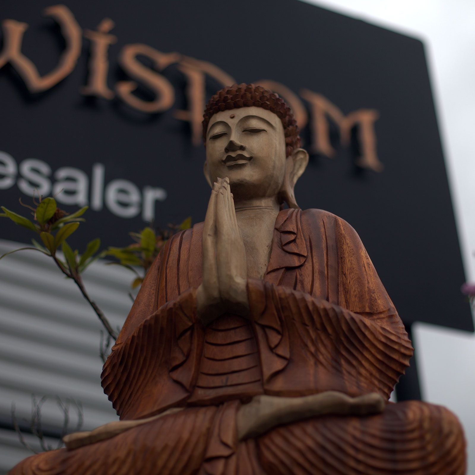 Hand Carved Buddha Statue - 80cm Welcome