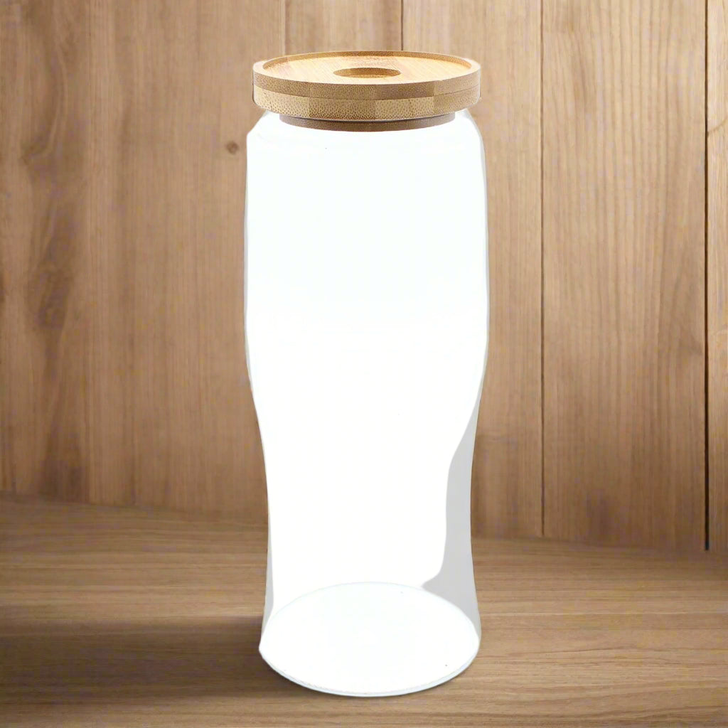 Cottage Bamboo Glass Jar - 20cm