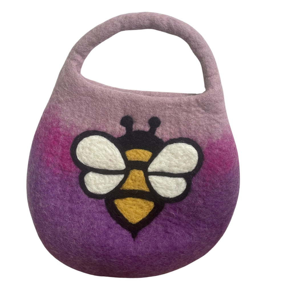 Water Felted Bee Bag - One Handle with Magnet - Lavender Shades