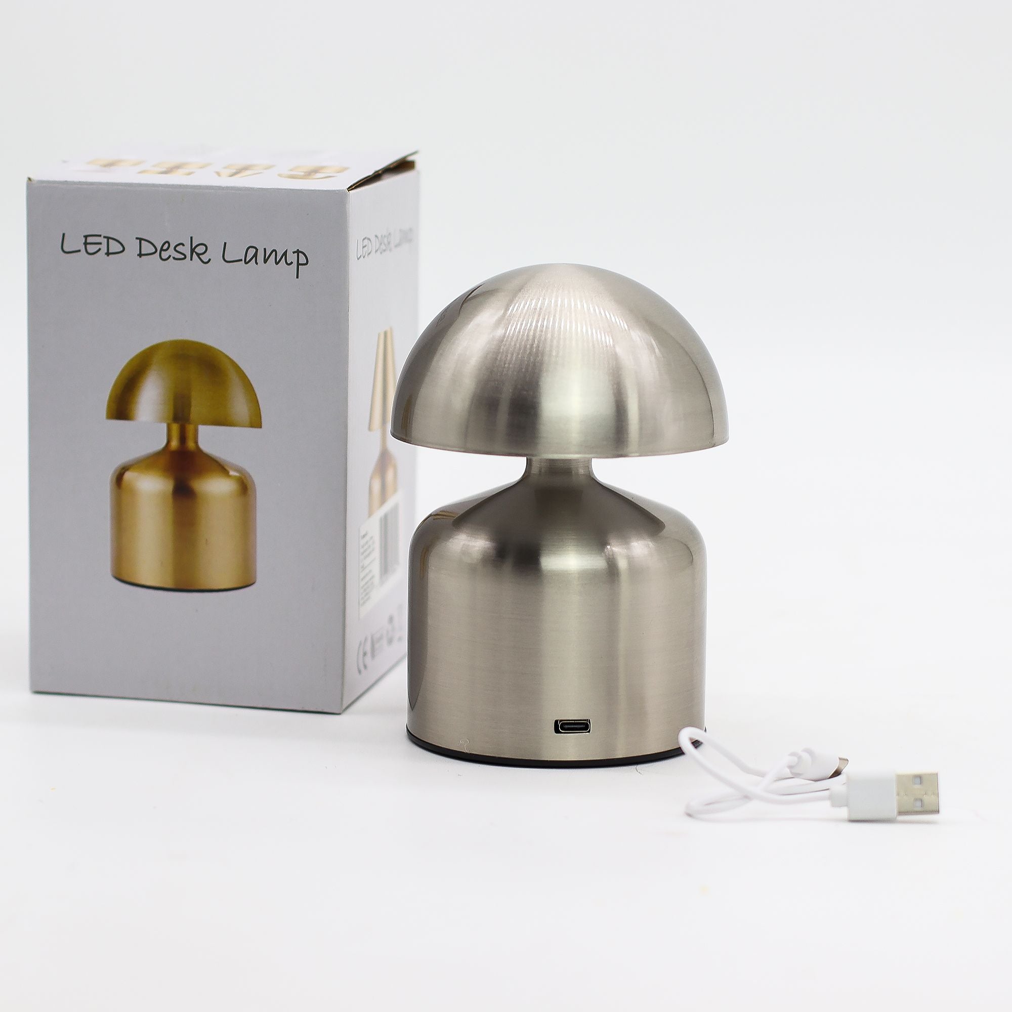 Touch Lamp - Dome Mushroom Silver - USB (C) - Rechargable  (400 Watt)