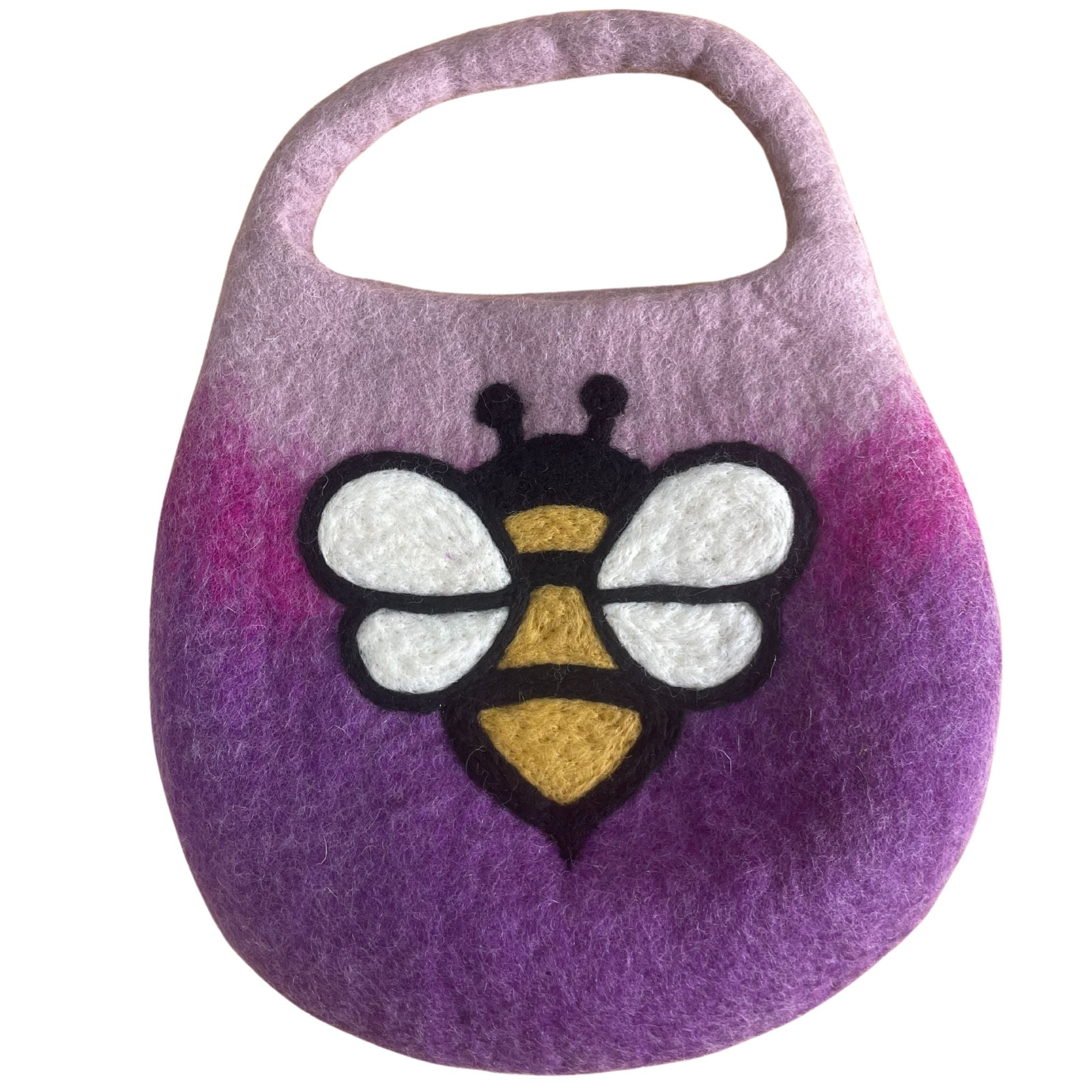 Water Felted Bee Bag - One Handle with Magnet - Lavender Shades