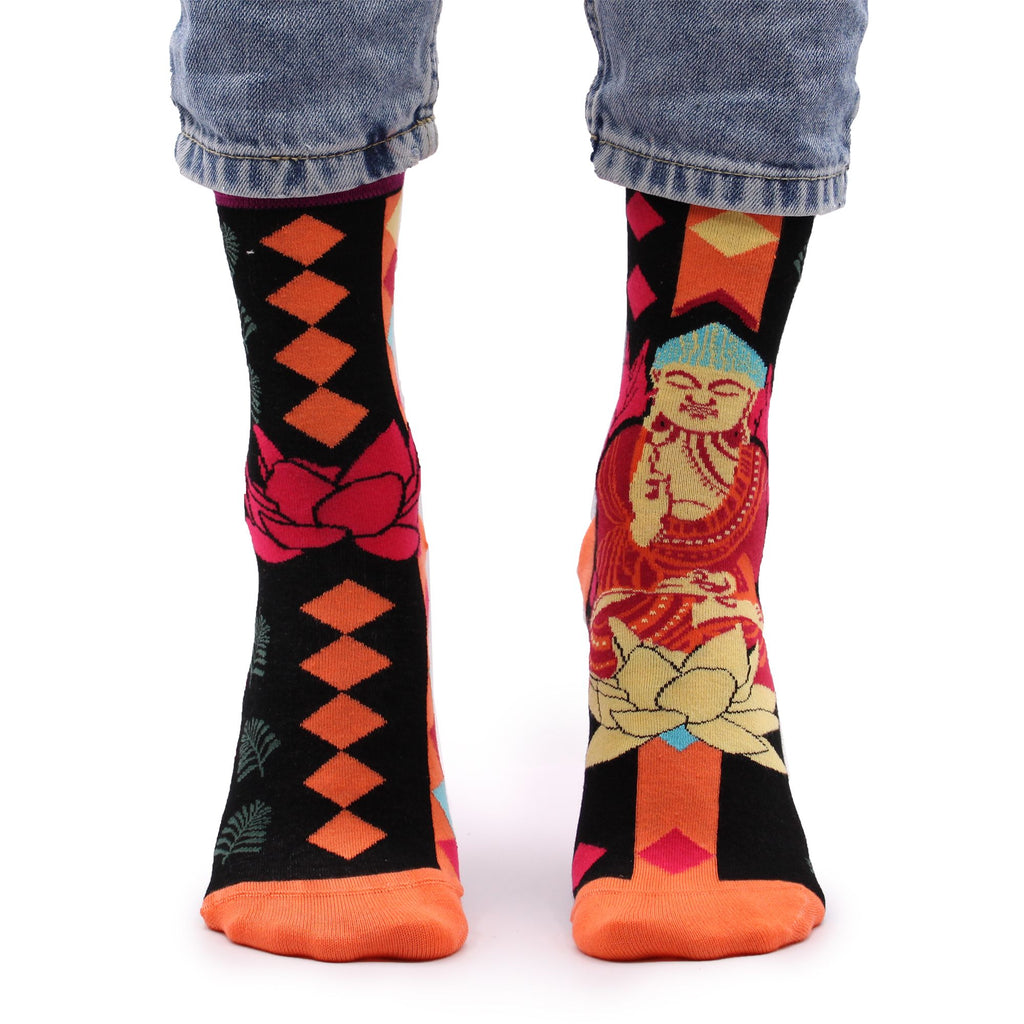 Hop Hare Bamboo Socks S/M - Pink Buddha & Lotus 