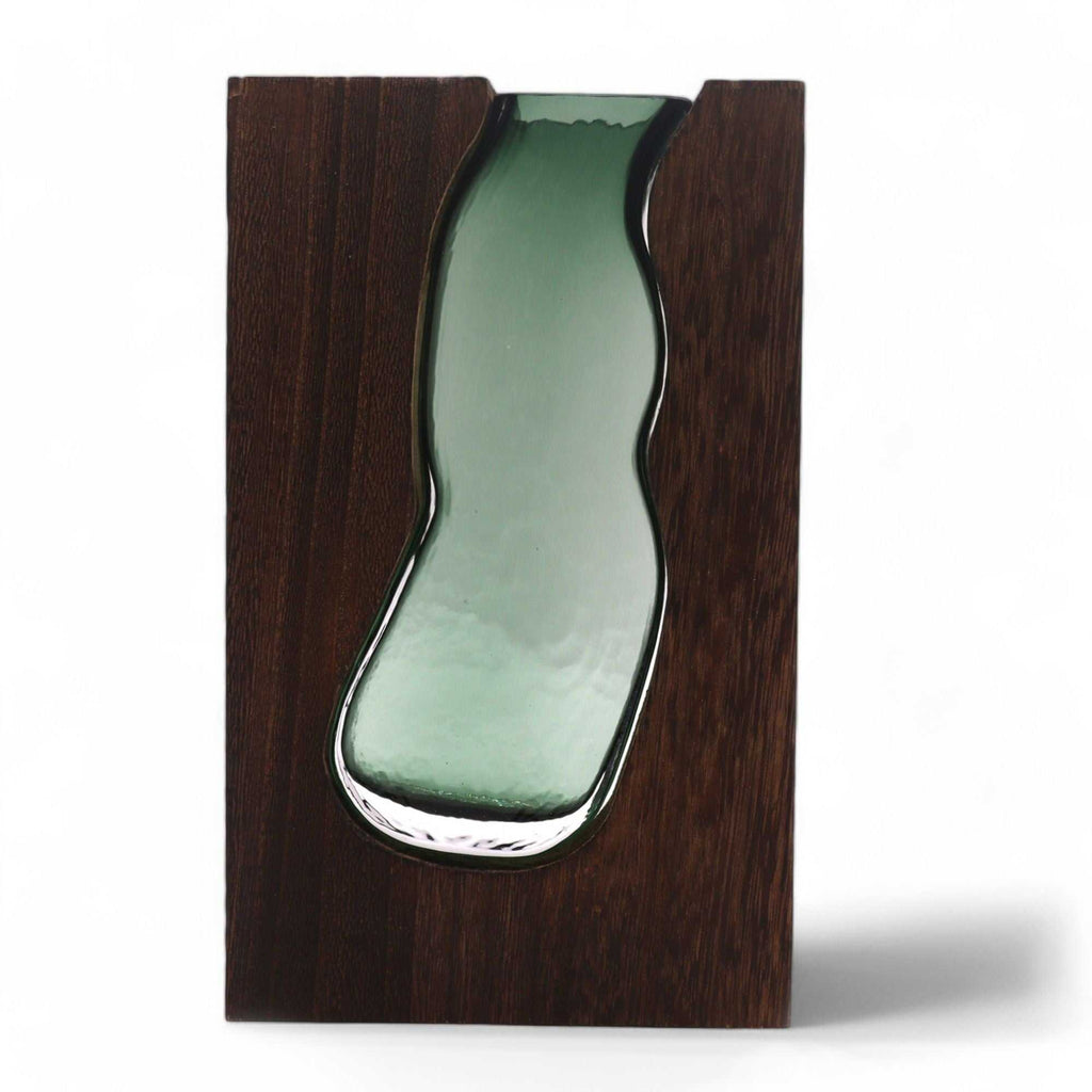 Glass Vase/Terrarium inside Dark Tung Wood