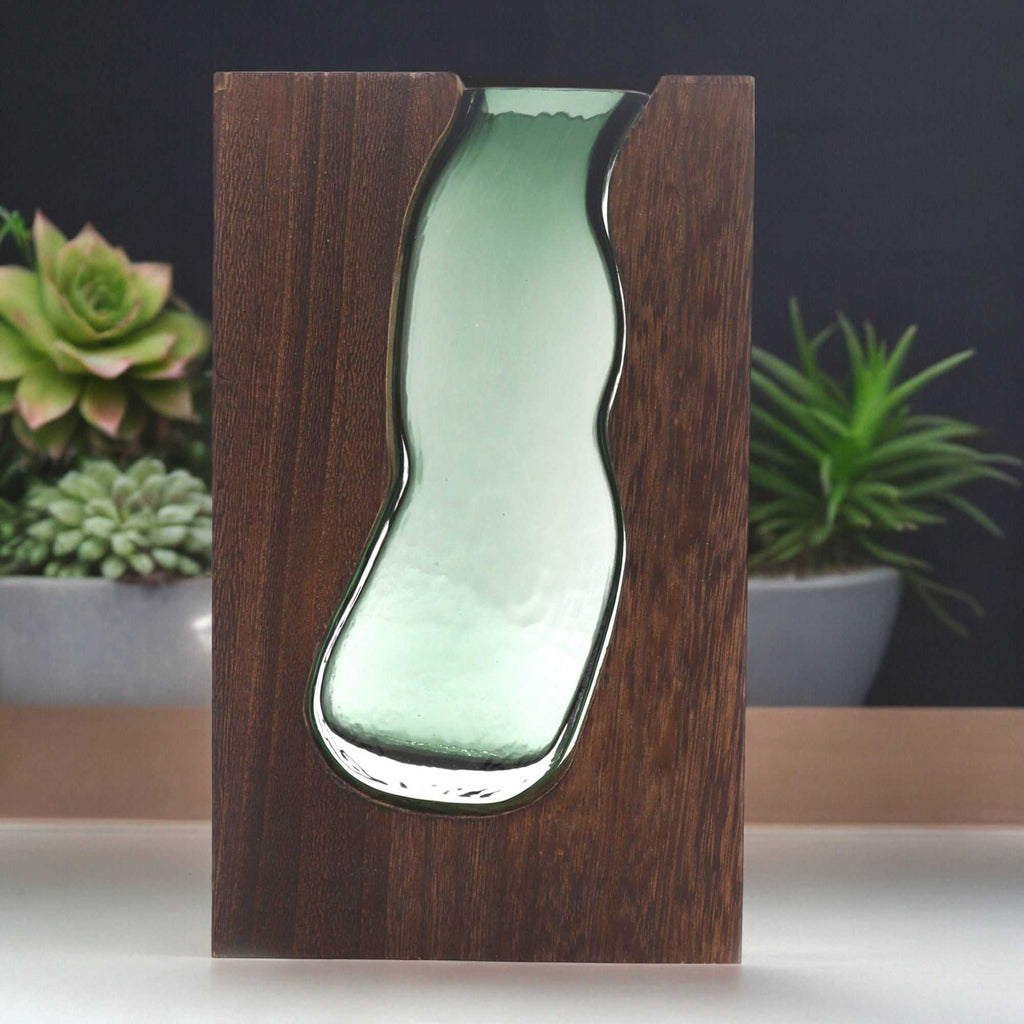 Glass Vase/Terrarium inside Dark Tung Wood