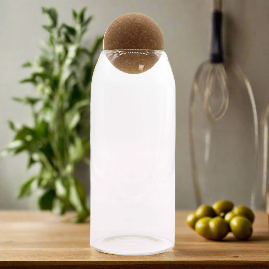 Cottage Cork-Ball Glass Jar - Clear - 20cm