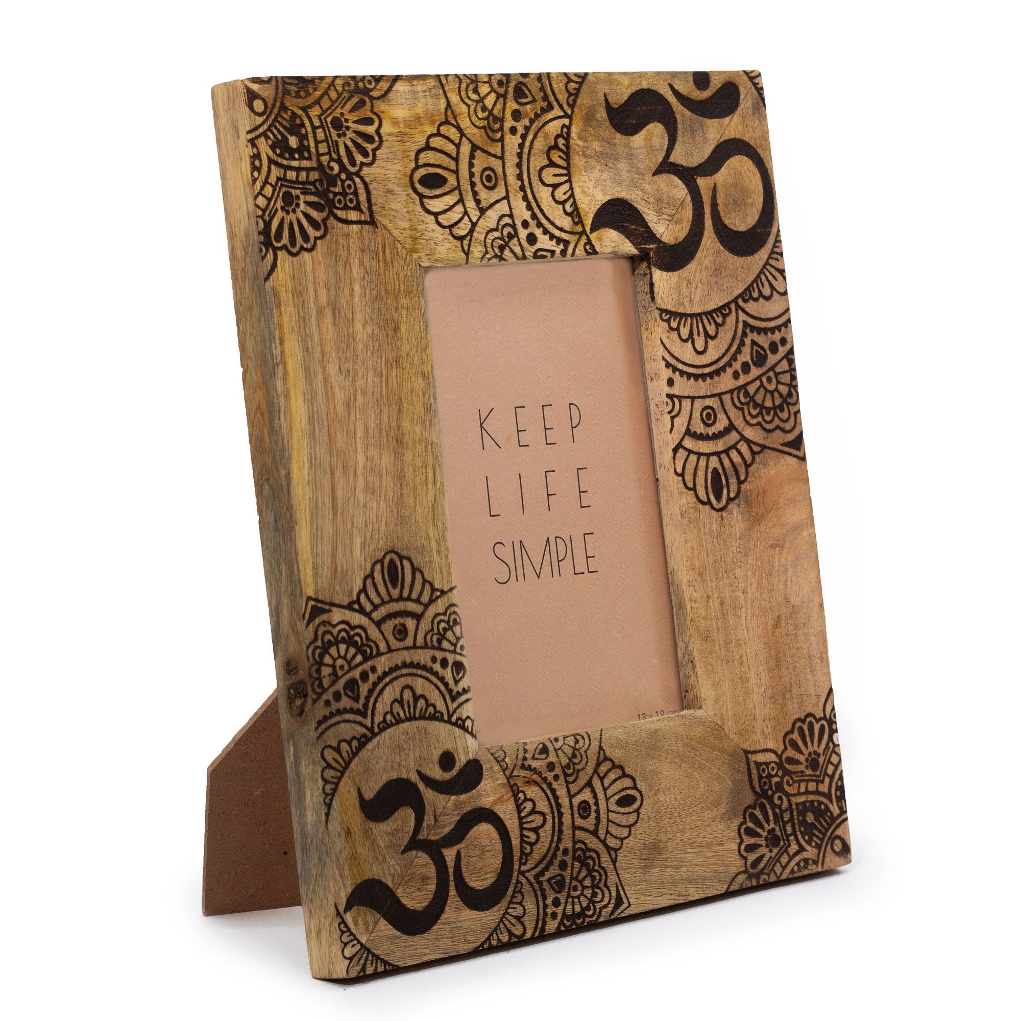 Med Mango Wood Picture Frame  (for 10x15cm) 26x20x2cm - Mandala - Black