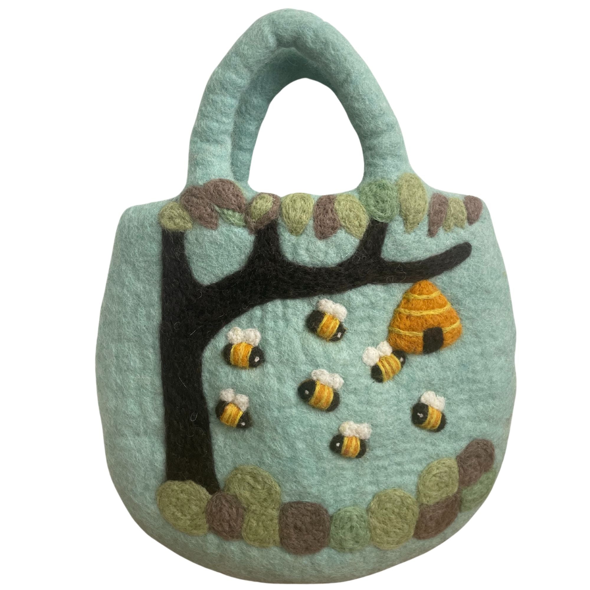 Tree and Beehive Felted Bag