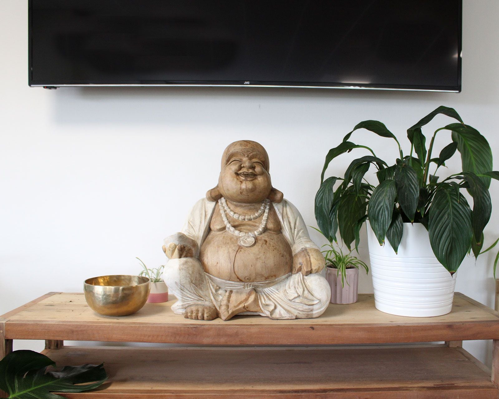 Happy Buddha - Whitewash 50cm