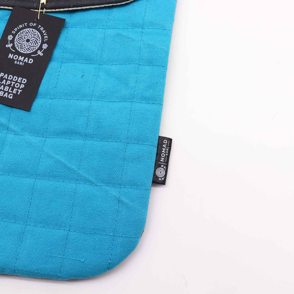 Laptop Padded Pouch - Terrific Turquoise - 14oz Stonewash
