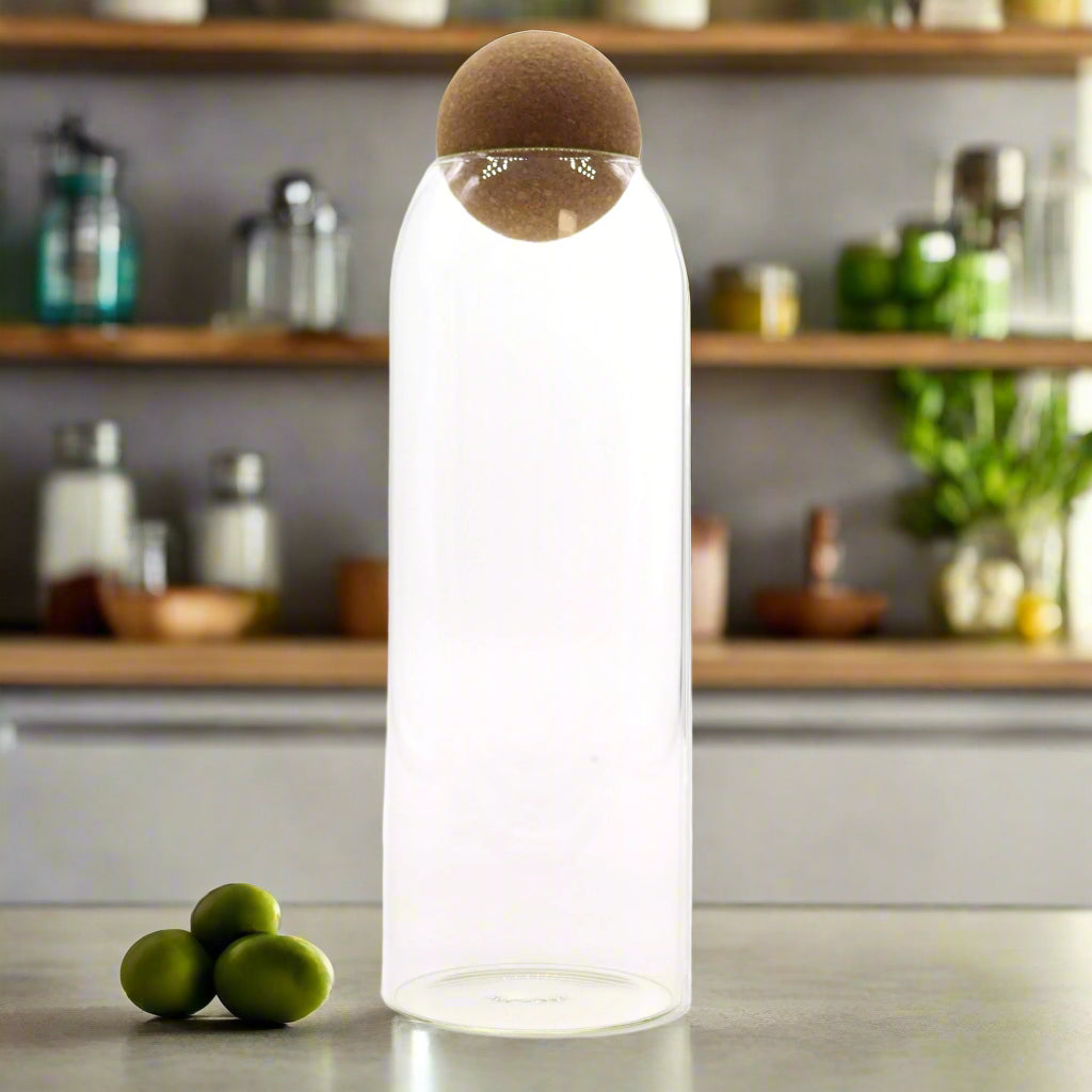 Cottage Cork-Ball Glass Jar - Clear - 25cm