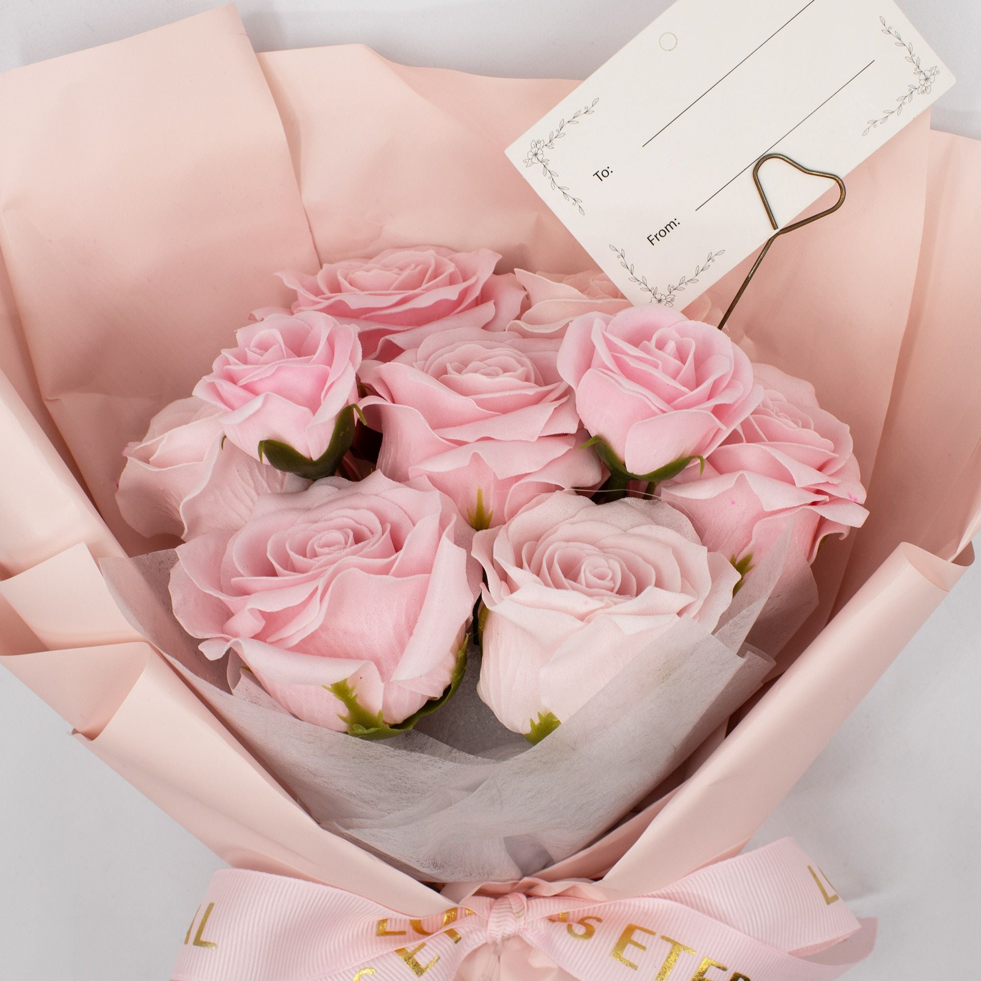 Large Pink Roses Bouquet - Love is Eternal -  With Gift Card