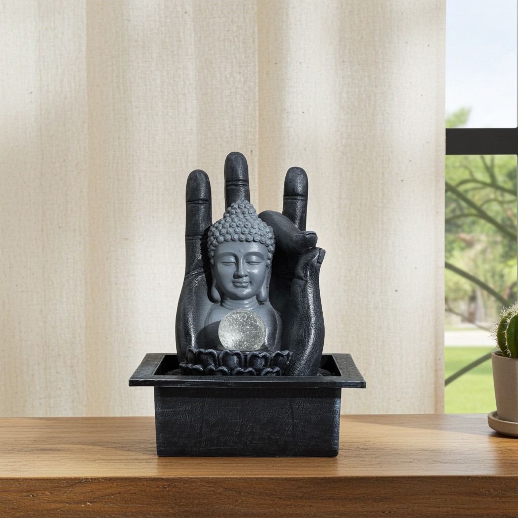 Buddha Hand & Head Tabletop Water Feature (20x25x35cm)