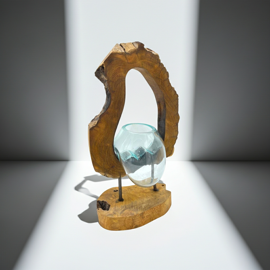 Molton Glass Hanging Art Vase on Wood