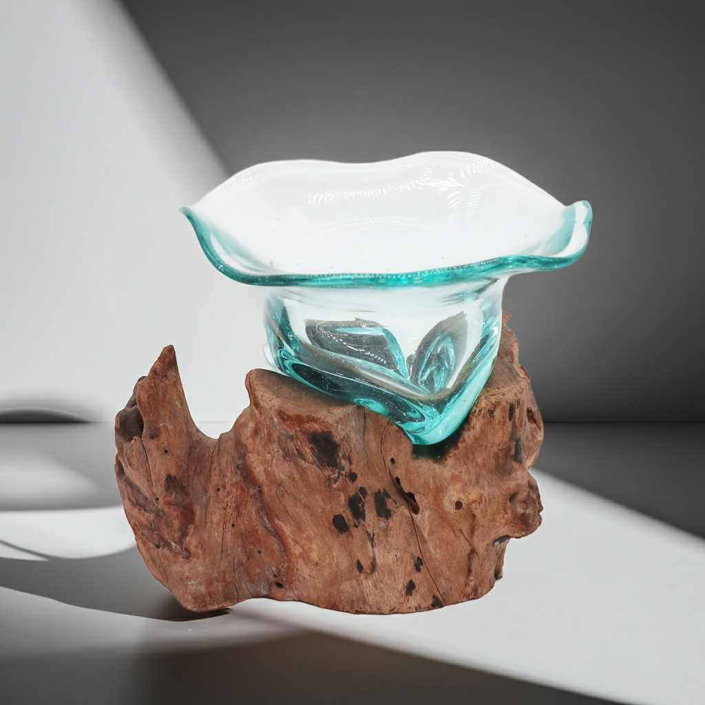 Molton Glass Fancy Sweet Bowl on Wood