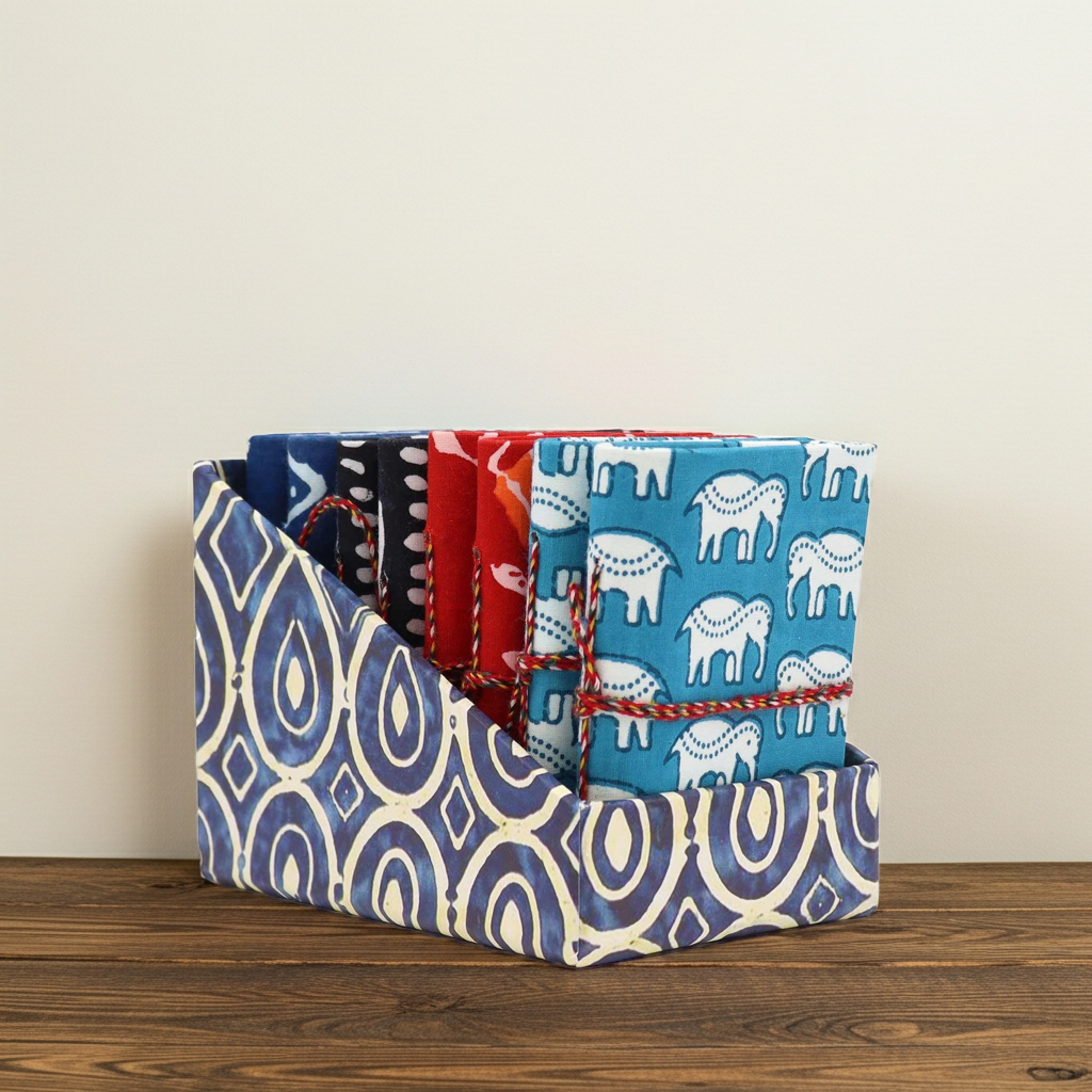 Block Print Assorted Cotton Bound Notebooks 7x10cm